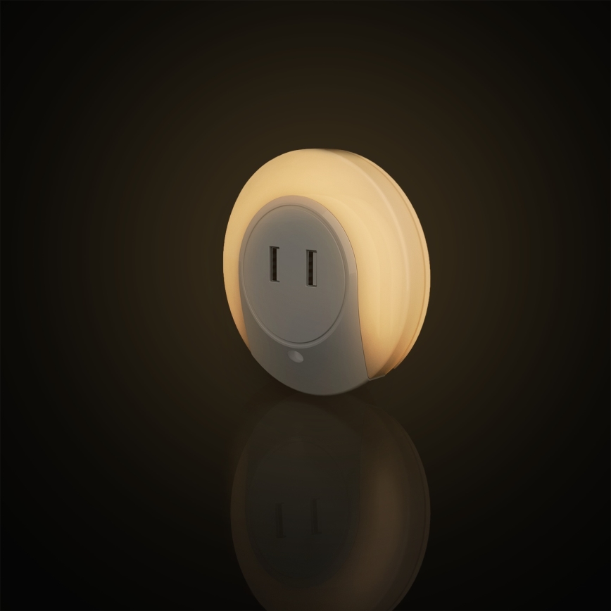 Aigostar - LED noćno svetlo sa senzorom sumraka za utičnicu sa USB LED/0,4W/230V