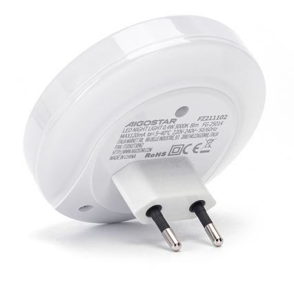 Aigostar - LED noćno svetlo sa senzorom sumraka za utičnicu sa USB LED/0,4W/230V