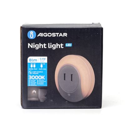 Aigostar - LED noćno svetlo sa senzorom sumraka za utičnicu sa USB LED/0,4W/230V