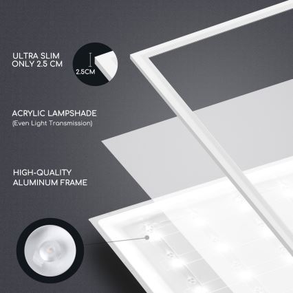 Aigostar - LED panel za spušteni plafon LED/40W/230V 6500K 60x60cm bela