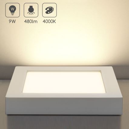 Aigostar - LED plafonsko nadgradno svetlo, 9W, 230V, 4000K, 12,2x12,2 cm, bela