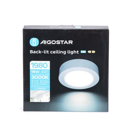 Aigostar - LED plafonsko nadgradno svetlo LED/18W/230V pr. 22,6 cm 3000K bela