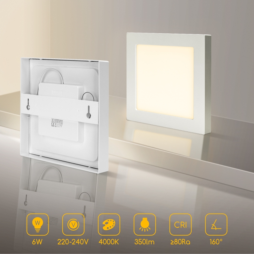Aigostar - LED plafonsko nadgradno svetlo LED/6W/230V 4000K 12,2x12,2 cm belo