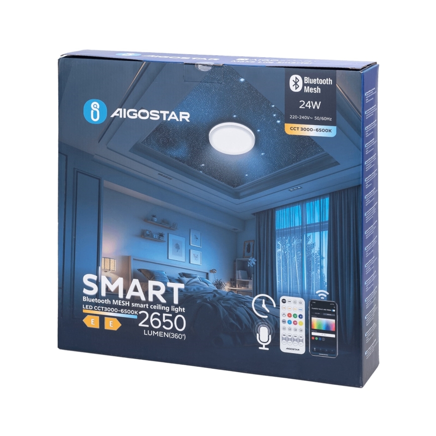 Aigostar - LED prigušiva kupatilska stropna svetiljka MESH Smart LED/24W/230V 3000-6500K IP44 + daljinski upravljač