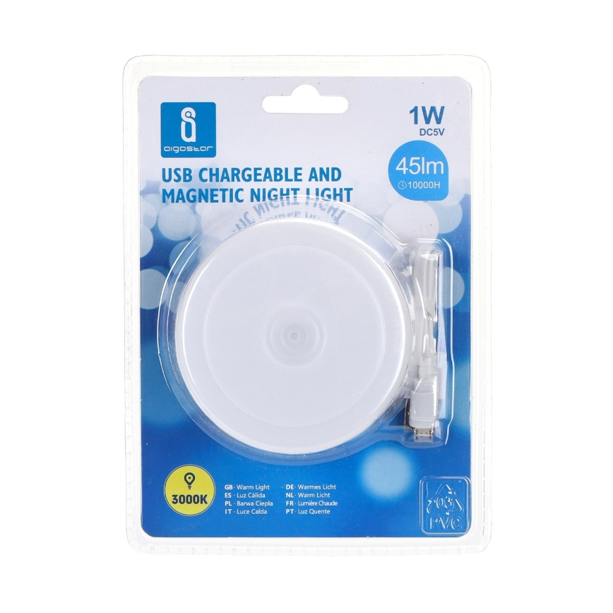 Aigostar - LED Prenosiva noćna svetiljka LED/1W/5V 3000K + USB