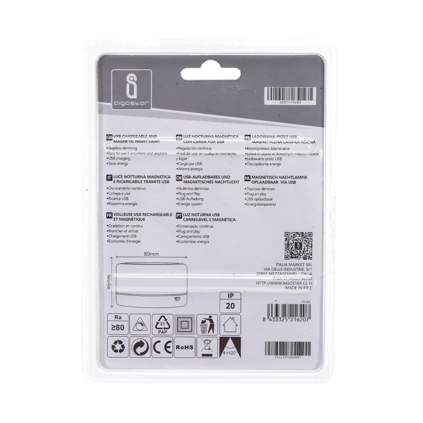 Aigostar - LED Prenosiva noćna svetiljka LED/1W/5V 3000K + USB