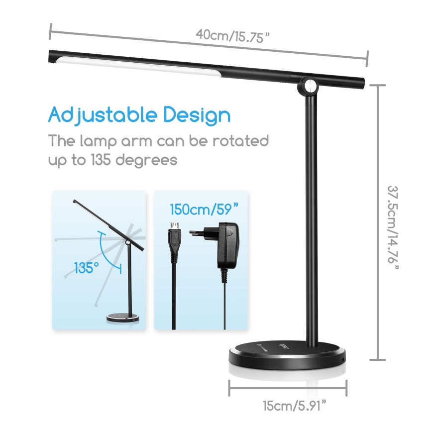 Aigostar - LED prigušiva dodirna stona lampa LED/8W/230V 3000-6000K crna