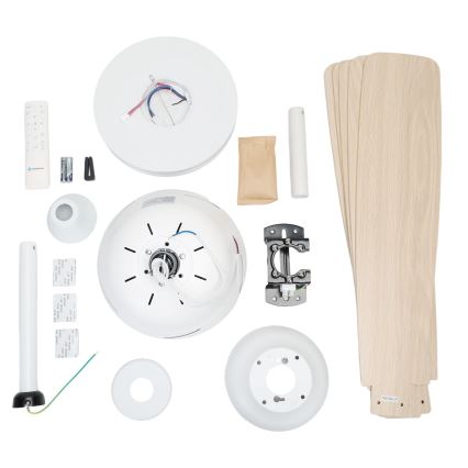 Aigostar - LED prigušiva plafonski ventilator LED/20W/230V 2700-6500K 132cm bela/bež + daljinski upravljač