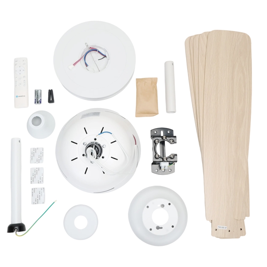 Aigostar - LED prigušiva plafonski ventilator LED/20W/230V 2700-6500K 132cm bela/bež + daljinski upravljač