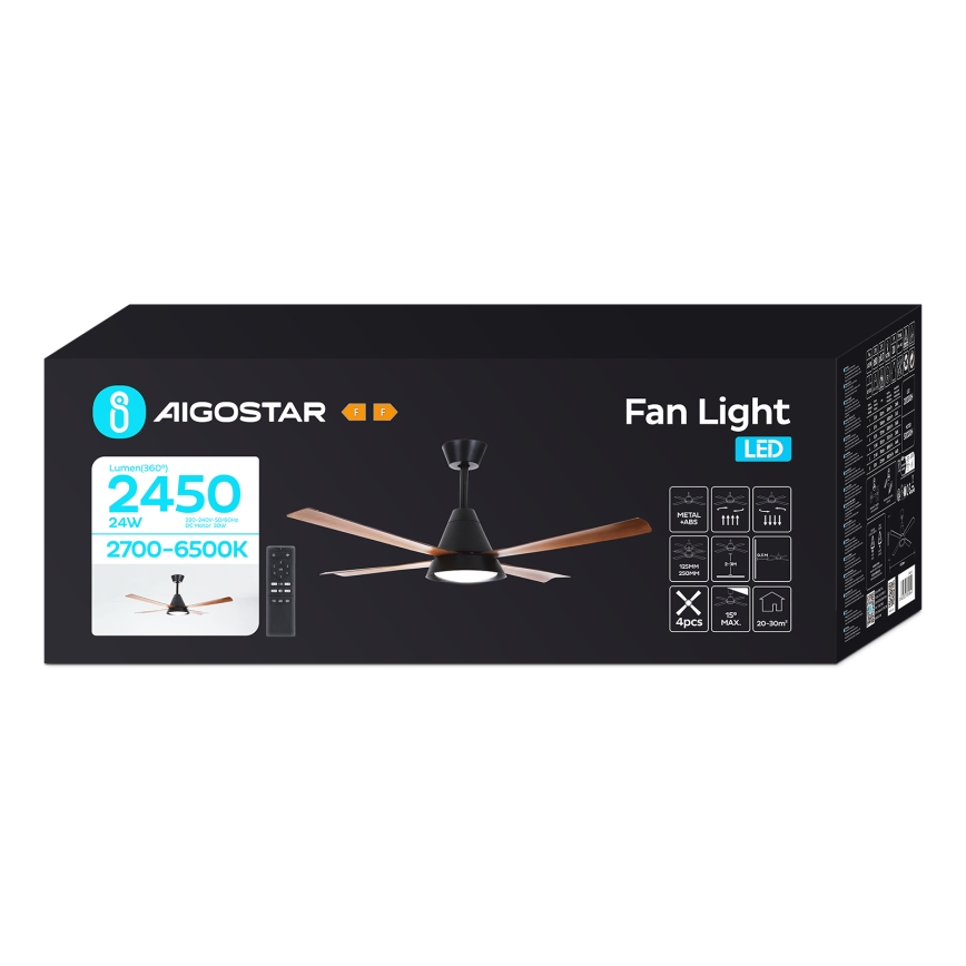 Aigostar - LED prigušiva plafonski ventilator LED/24W/230V 2700-6500K 132cm + daljinski upravljač