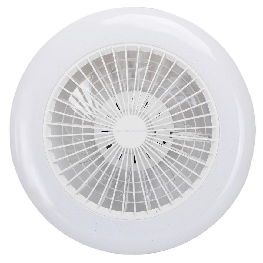 Aigostar - LED prigušiva plafonska lampa sa ventilatorom LED/40W/230V 2700-6500K prečnik 48,5 cm bela + daljinski upravljač