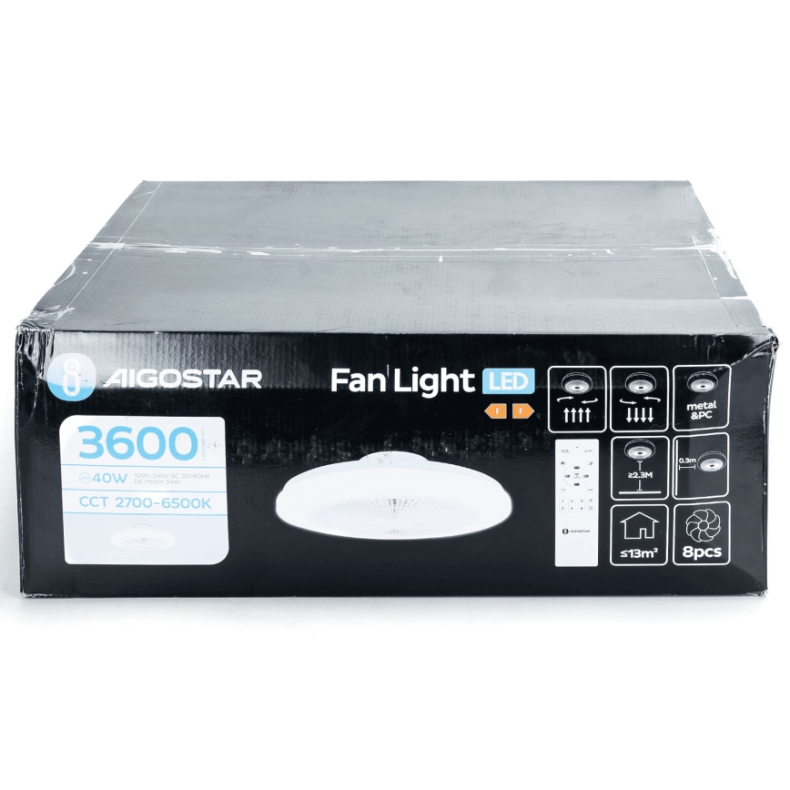 Aigostar - LED prigušiva plafonski ventilator LED/40W/230V 2700-6500K pr. 48 cm + daljinski upravljač bela
