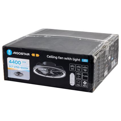 Aigostar - prigušiva LED plafonski ventilator LED/40W/230V 2700-6500K Ø 48 cm + daljinski upravljač crna