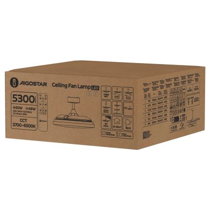 Aigostar - LED prigušiva plafonski ventilator LED/50W/230V 2700-6500K 106cm bela + daljinski upravljač
