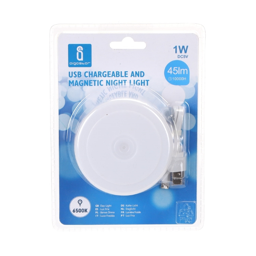 Aigostar - prenosivo noćno LED svetlo, prigušiva, 1W/5V, 6500K + USB