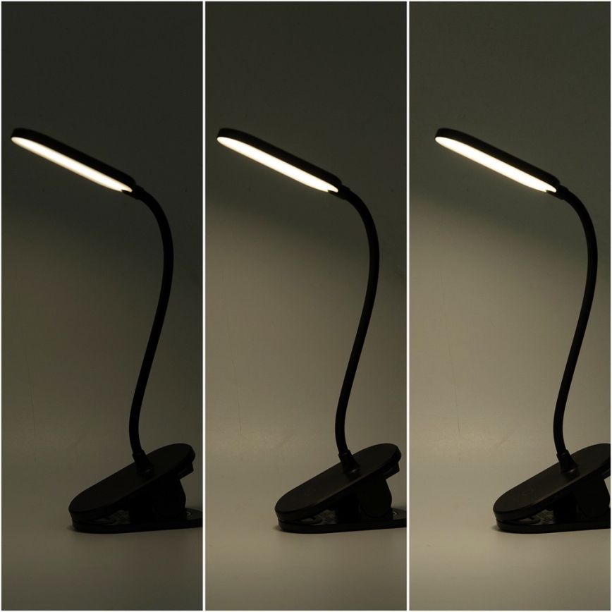 Aigostar - LED prigušiva punjiva stona lampa sa klipom LED/2,5W/5V crna