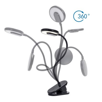 Aigostar - LED prigušiva punjiva stolna lampa sa klipom LED/3W/5V 1800mAh crna