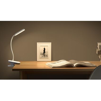 Aigostar - LED prigušiva punjiva stona lampa sa stezaljkom LED/2,5W/5V 1200mAh bela