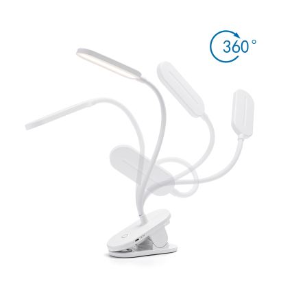 Aigostar - LED prigušiva punjiva stona lampa sa stezaljkom LED/2,5W/5V 1200mAh bela