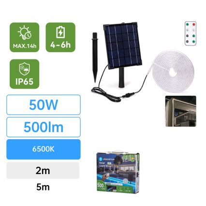 Aigostar - prigušiva solarna LED traka LED/5W/3,2V 5 m 6500K IP65 4000 mAh + daljinski upravljač