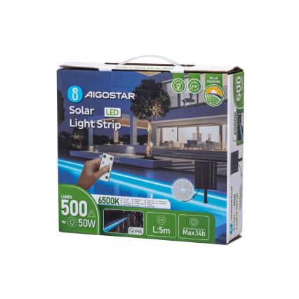 Aigostar - prigušiva solarna LED traka LED/5W/3,2V 5 m 6500K IP65 4000 mAh + daljinski upravljač
