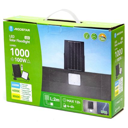 Aigostar - prigušiva LED solarni reflektor LED/100W/3,4V 3000/4000/6500K IP66 8000 mAh + daljinski upravljač