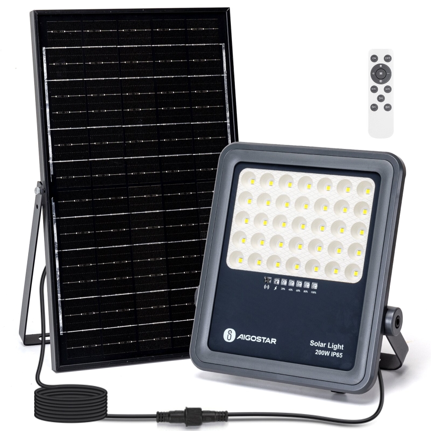 Aigostar - prigušiva LED solarni reflektor LED/200W/3,4V IP65 15000 mAh + daljinski upravljač