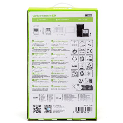 Aigostar - prigušiva LED solarni reflektor LED/200W/3,4V IP65 15000 mAh + daljinski upravljač