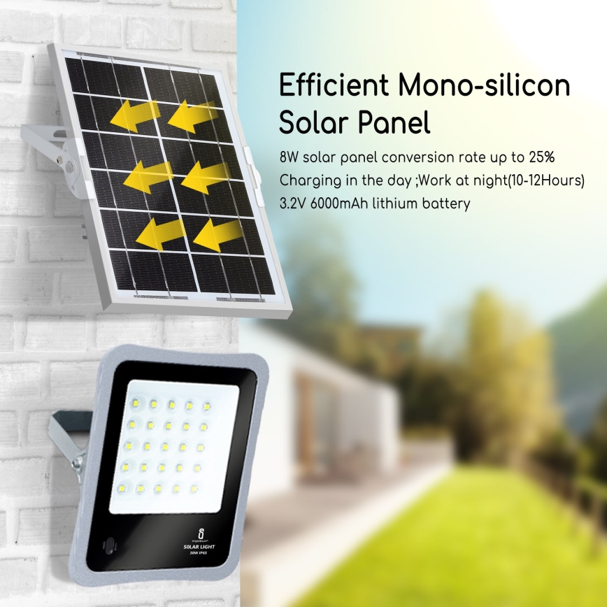 Aigostar - prigušiva LED solarni reflektor LED/50W/3,2V IP65 6000 mAh + daljinski upravljač