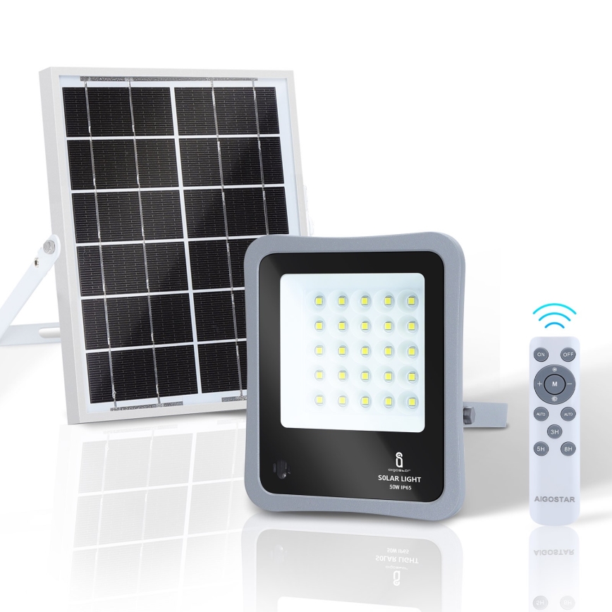 Aigostar - prigušiva LED solarni reflektor LED/50W/3,2V IP65 6000 mAh + daljinski upravljač