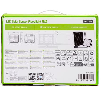 Aigostar - LED prigušiva solarni reflektor sa senzorom LED/120W/3,4V 6500K IP66 8000 mAh + daljinski upravljač