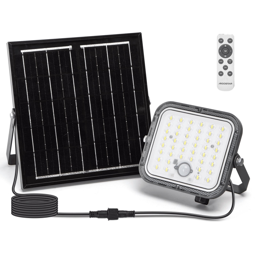 Aigostar - Solarni LED reflektor sa senzorom i prigušiva LED/80W/3,4V 6500K IP66 4000 mAh + daljinski upravljač