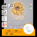 Aigostar - LED prigušiva spoljašnja božićna girlanda sa senzorom pokreta 100xLED/3xAA 12m topla bela + daljinski upravljač