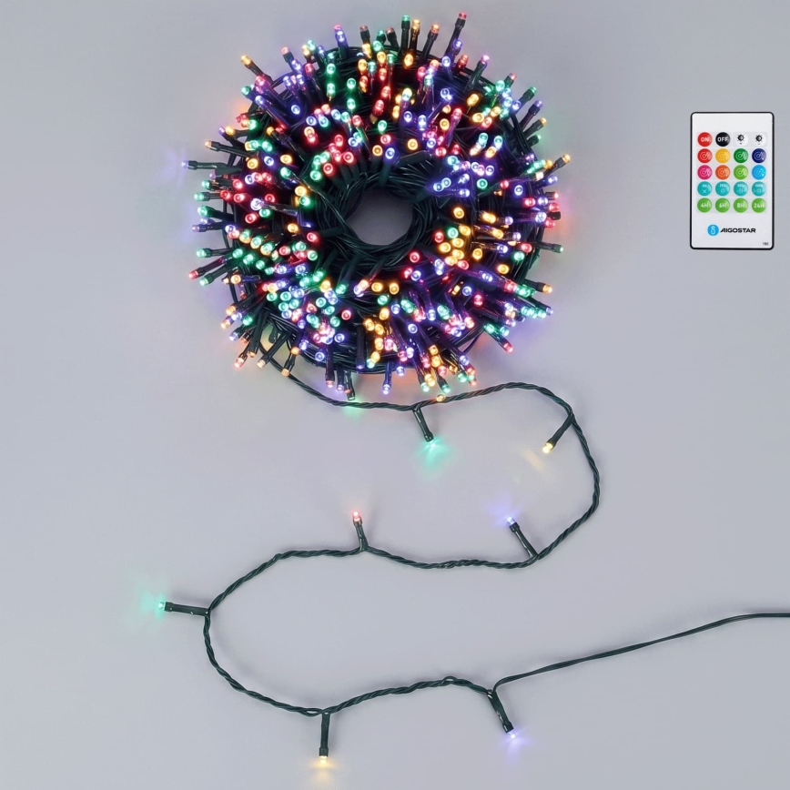 Aigostar - LED prigušiva spoljni božićni niz sa senzorom pokreta 100xLED/3xAA 12m višebojno + daljinski upravljač