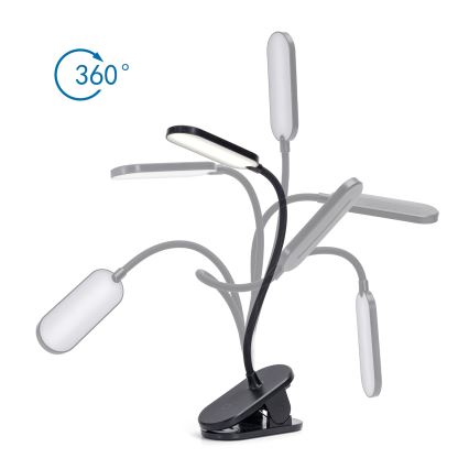 Aigostar - LED prigušiva stona lampa sa klipsom LED/2,5W/5V crna