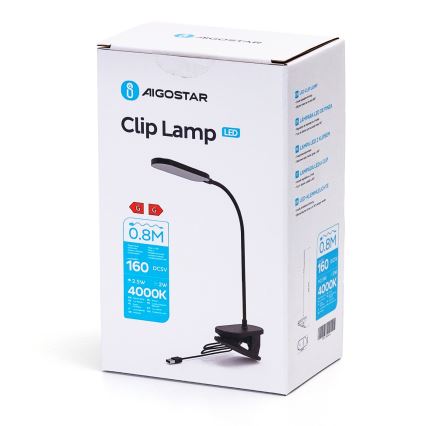 Aigostar - LED prigušiva stona lampa sa klipsom LED/2,5W/5V crna