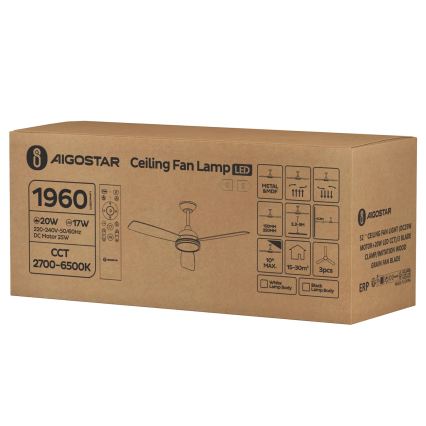 Aigostar - prigušiva LED plafonski ventilator LED/20W/230V 2700-6500K 132cm braon + daljinski upravljač