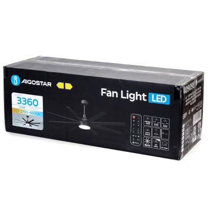 Aigostar - LED prigušiva plafonski ventilator LED/24W/230V 2700-6500K 165cm crna + daljinski upravljač