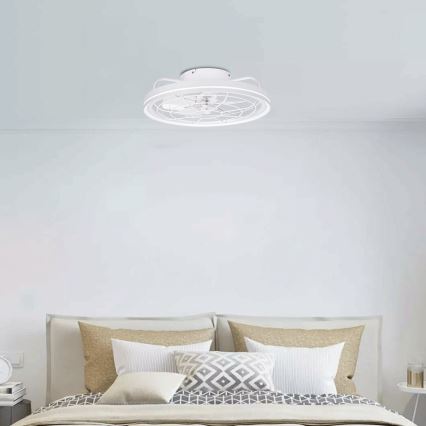 Aigostar - LED prigušiva plafonska lampa sa ventilatorom LED/40W/230V 2700-6500K prečnik 48 cm + daljinski upravljač bela