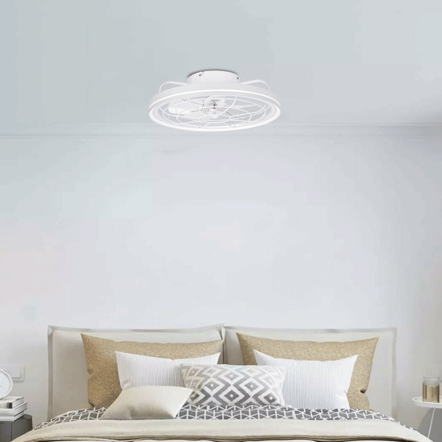 Aigostar - LED prigušiva plafonska lampa sa ventilatorom LED/40W/230V 2700-6500K prečnik 48 cm + daljinski upravljač bela
