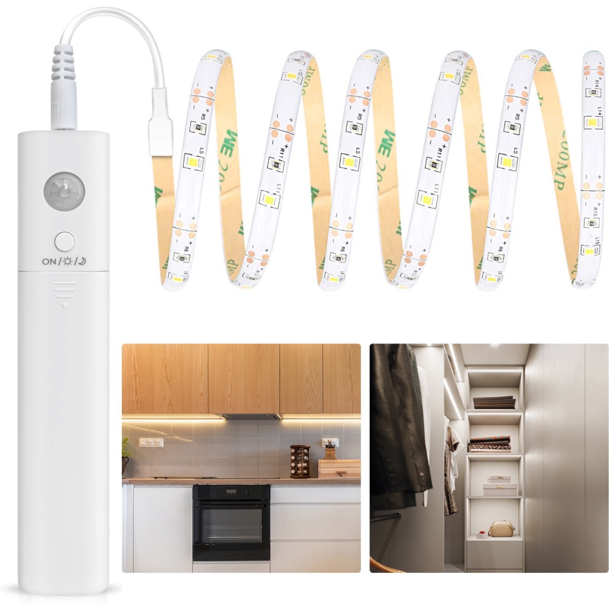 Aigostar - LED prigušiva traka sa senzorom 1m LED/2W/4xAAA 3000K IP65