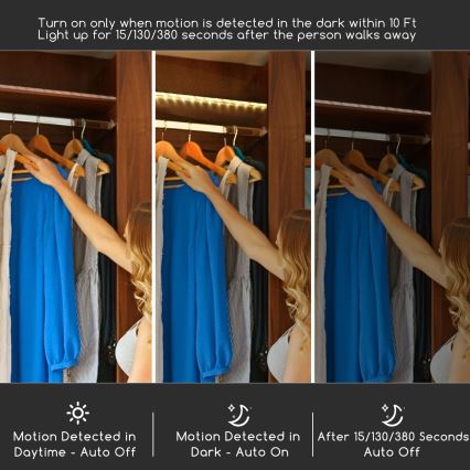 Aigostar - LED prigušiva traka sa senzorom 1m LED/2W/4xAAA 3000K IP65