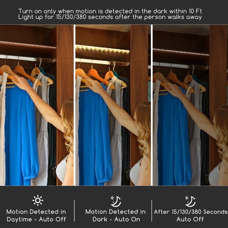 Aigostar - LED prigušiva traka sa senzorom 1m LED/2W/4xAAA 3000K IP65