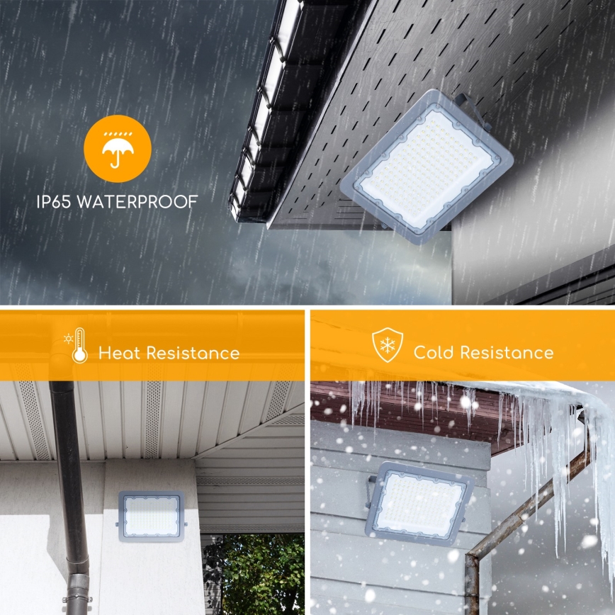 Aigostar - LED reflektor LED/100W/230V siva 4000K IP65