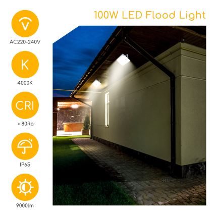 Aigostar - LED reflektor LED/100W/230V siva 4000K IP65