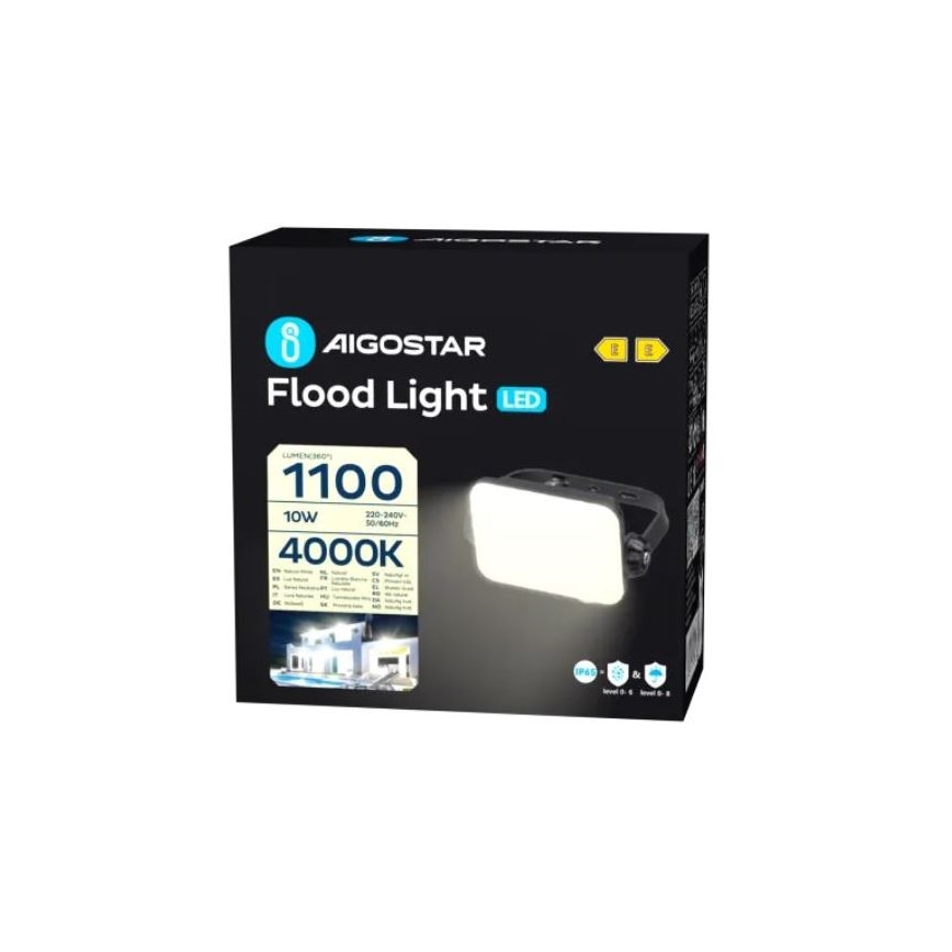 Aigostar - LED reflektor LED/10W/230V 4000K IP65 crna