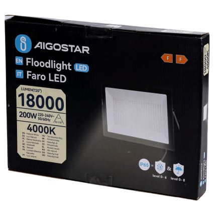 Aigostar - LED Reflektor LED/200W/230V 4000K IP65 crna