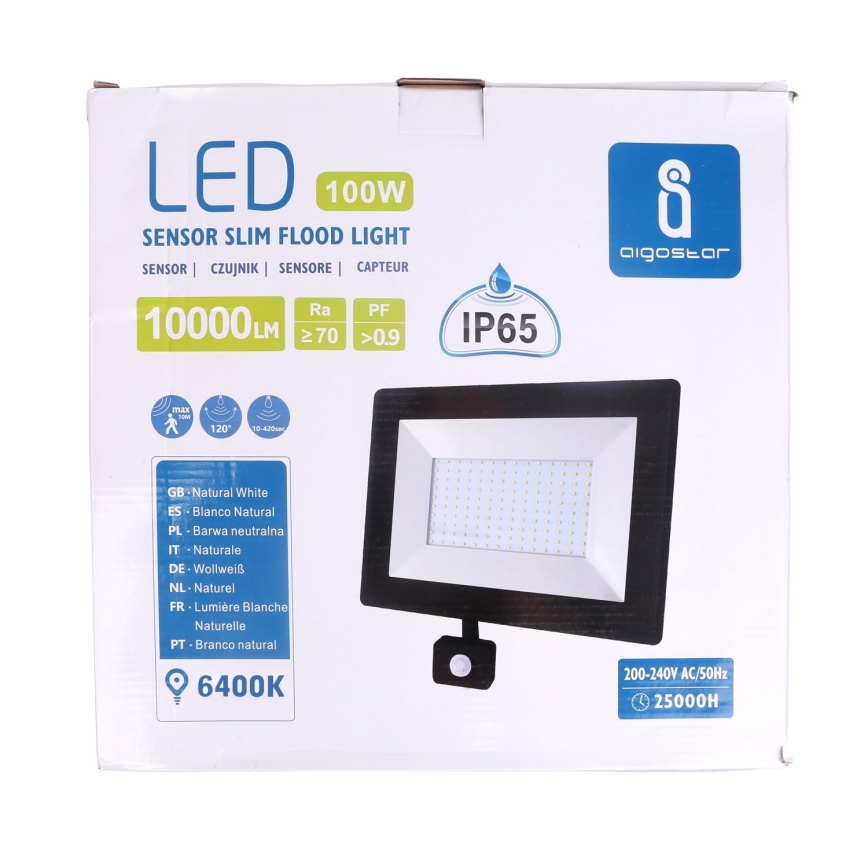Aigostar - LED reflektor sa senzorom LED/100W/230V IP65 crna