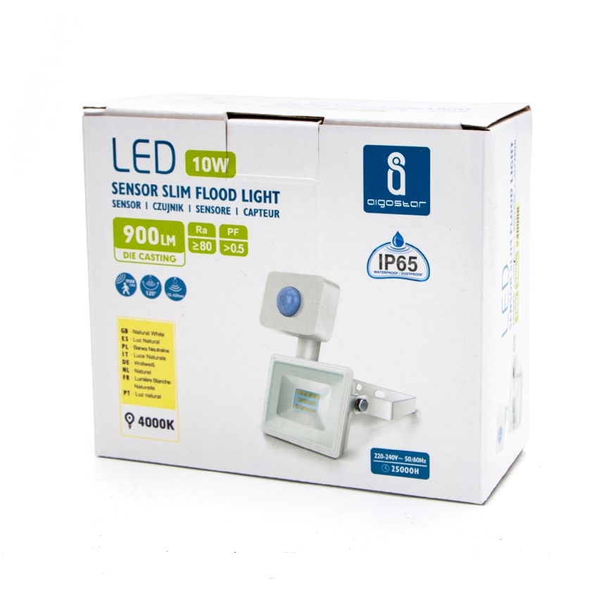 Aigostar - LED reflektor sa senzorom LED/10W/230V 4000K IP65 bela