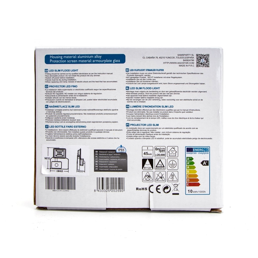 Aigostar - LED reflektor sa senzorom LED/10W/230V 4000K IP65 bela